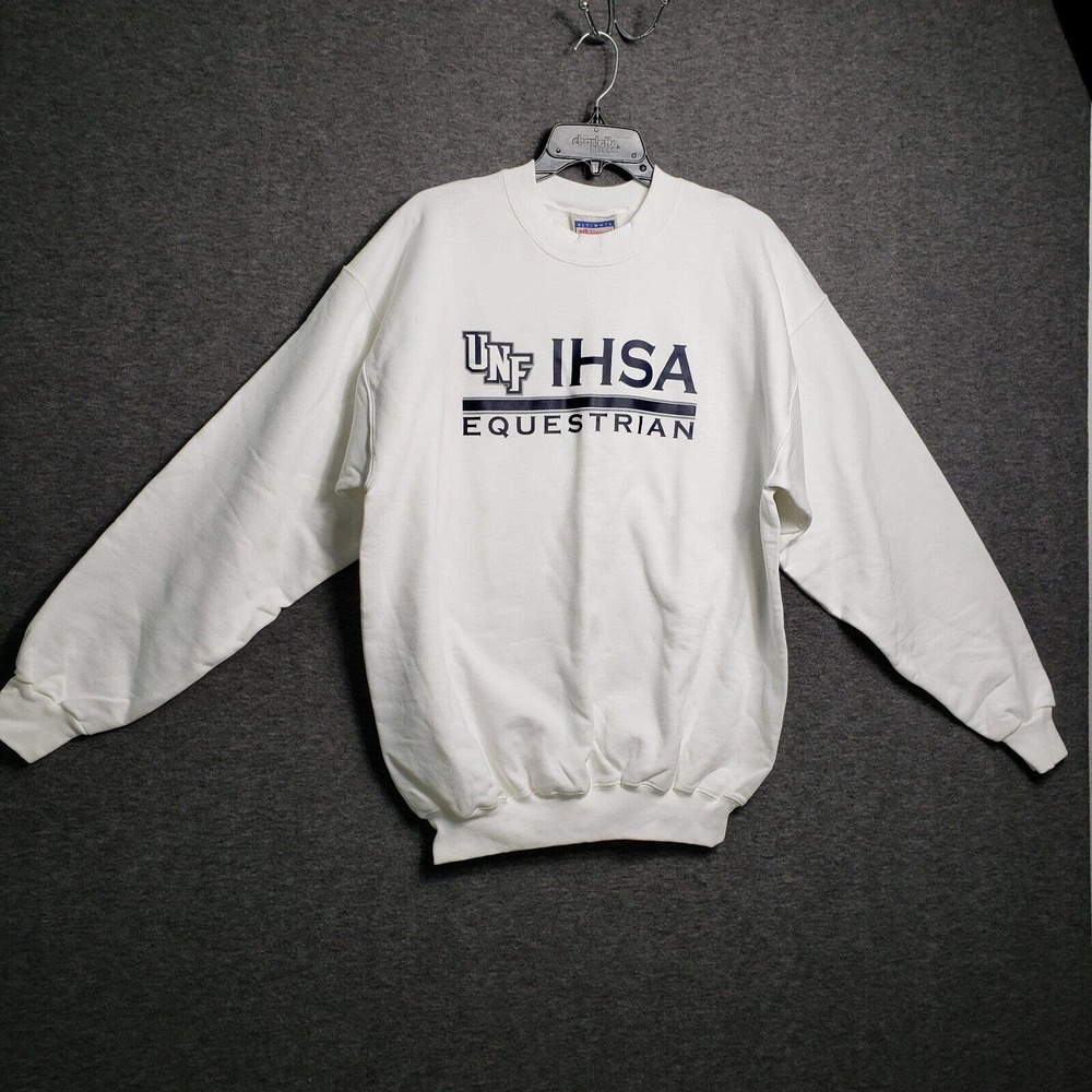 Hanes Sweatshirt Mens M White University of North Florida IHSA Equestrian Horse